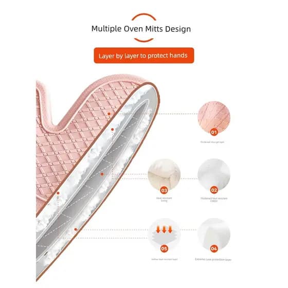 Luvas de forno Luva térmica cozinha Luva de silicone resistente calor Caçarola resistente à temperatura Zhanyi para assa