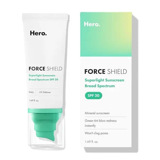 Protetor Solar Superleve Force Shield da Hero Cosmetics SPF 30 - Protetor Solar Leve para Rosto e Pele com Tendência à A