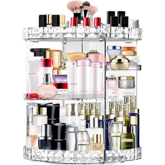 Organizador de Maquiagem Giratório 360 Graus com 7 Camadas Ajustáveis, Organizador de Cosméticos de Grande Capacidade, O