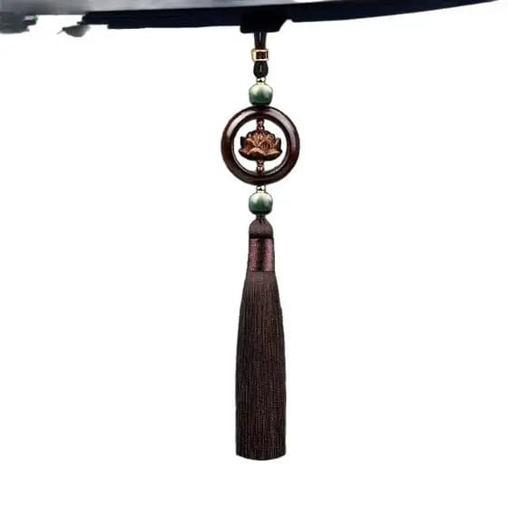 Pingente de segurança para carro em forma de lótus, fivela decorativa de madeira de sândalo de alta qualidade.