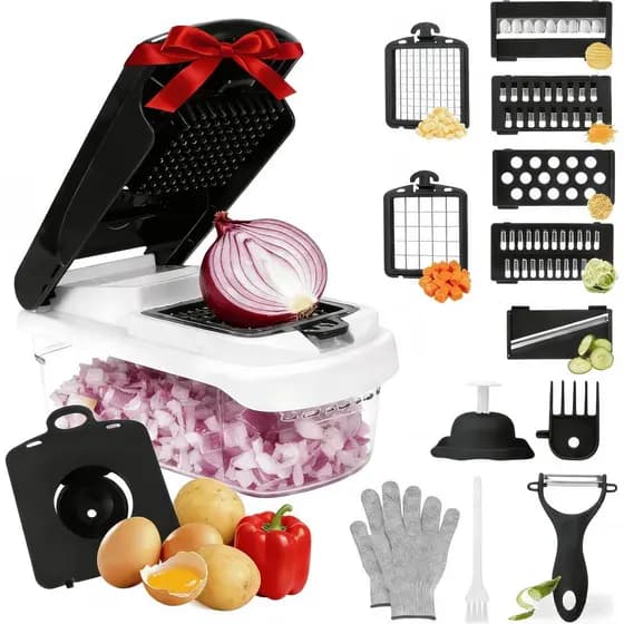 Cortador Mandoline para Cozinha, Picador e Cortador de Legumes, Cortador de Alimentos Profissional com Lâminas de Aço In