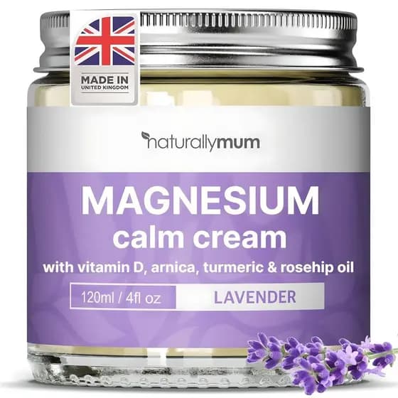 NaturallyMum Creme Calmante de Magnésio com Vitamina D3 e Lavanda – Creme Corporal de Magnésio Natural para Relaxamento,