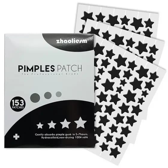 Adesivos para Espinhas Black Star para o Rosto, 153 Unidades de Adesivos Hidrocoloides em Forma de Estrela para Acne, Pr