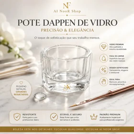 Dappen Copo De Vidro Profissional Para Mistura Pigmentos Porcelana Henna Alongamento Líquido Monomer