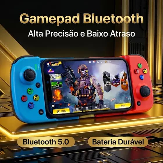 Gamepad Retrátil Bluetooth 5.0 Tipo-C | Controle Sem Fio Android iOS PC | Macro V3 Multi-Plataforma