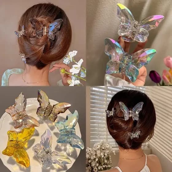 Sereia cristal borboleta Grab clip Super fada grampo de cabelo feminino novo estilo ins tubarão clipe Hairpin Headdress