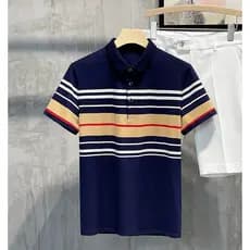 Verão novo estilo camisa polo de manga curta masculina jovem de meia-idade negócios Casual puro algodão camiseta lapela