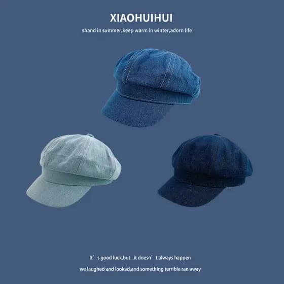 Estilo celebridade Cowboy octogonal chapéu feminino primavera outono All-Match boina japonês jornaleiro chapéu Retro art