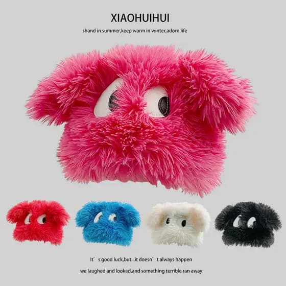 Japonês bonito engraçado grande olho filhote de cachorro cabeça de pelúcia chapéu feminino outono inverno quente engross