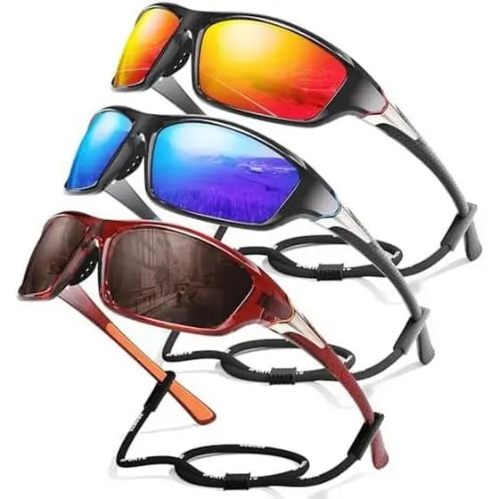 3 Pacotes De Óculos De Sol Esportivos Polarizados Para Homens , Masculinos Envolventes Com Proteção UV Ciclismo , Pesca