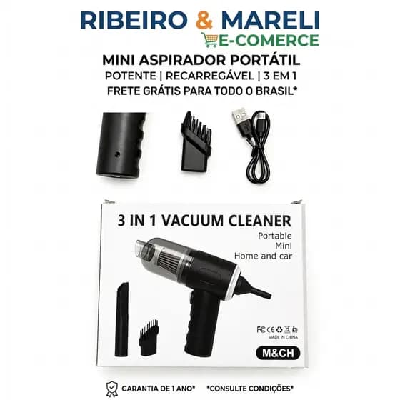 Mini aspirador de pó portátil, recarregavel USB - para CARRO E CASA - 3 em 1