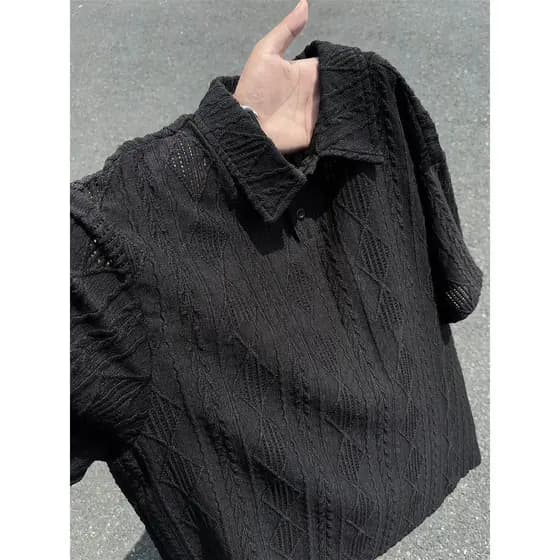 Preto oco diamante camisa Polo de manga curta masculina verão senhora sentir usar camiseta americano Retro respirável me