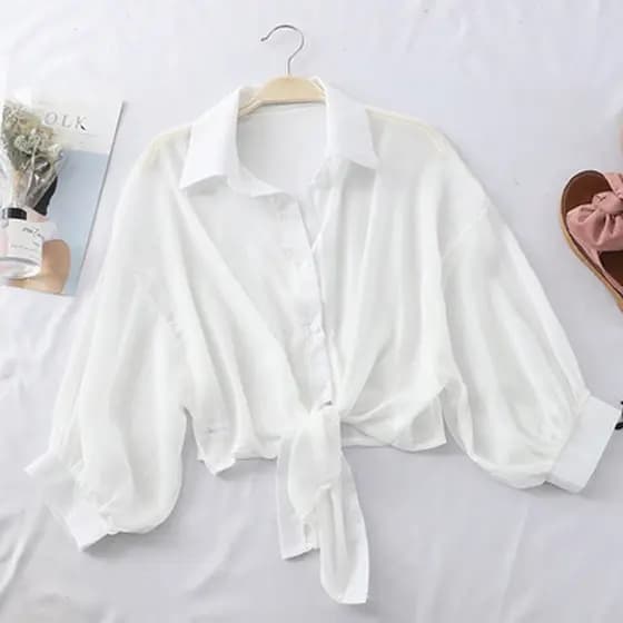 Com estilingue saia protetor solar roupas femininas verão novo estilo exterior colete Cardigan pequena jaqueta curta Chi