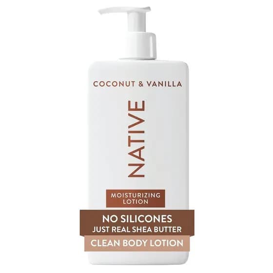 Loção Corporal Native, Coco e Baunilha, hidratação de 48 horas, adequada para pele seca e sensível, utiliza hidratantes