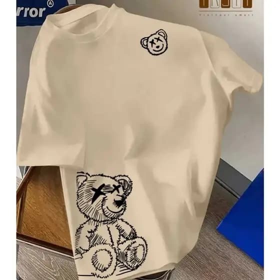 Camiseta Masculina 100% Algodão Premium Urso Style Camisa Malha Premium