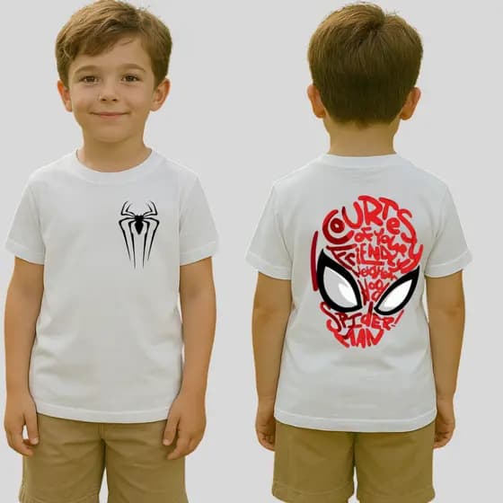 Camisa 30.1 TEIA 02 Spider Man Homem Aranha Friendry Algodão Leve Fresca 2 ao 14 Meninos Estampada