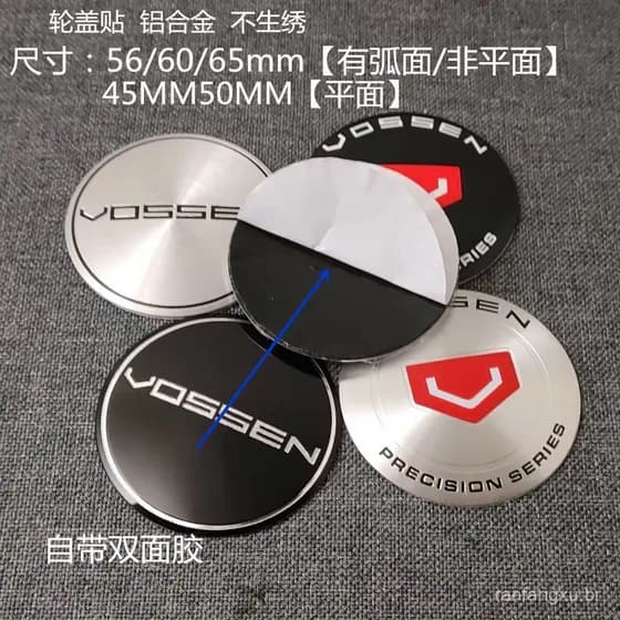 cv3cv5564 Calotas de roda padrão Vossen de 65mm, preço 45, adesivo CVT 60, logotipo Vossen 9VGV