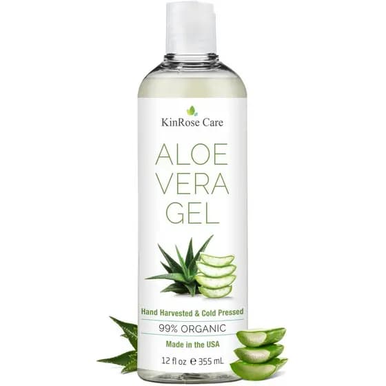 KinRose Care, Gel de Aloe Vera Orgânico de 12oz para Rosto, Pele, Cabelo e Alívio de Queimaduras Solares - Feito com 100
