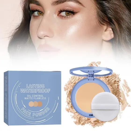 Pó Compacto Matte Perfection, Pó Compacto para Controle de Oleosidade, Compacto à Prova d'Água e de Longa Duração para u