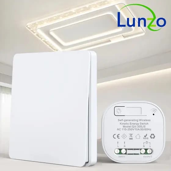 Lunzo RF 433 Interruptor Sem Fio Autogerado 1 gang , Necessidade De Bateria , Autoalimentado , À Prova D'água , Controle