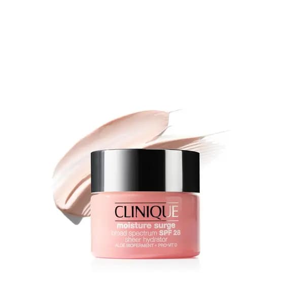 Clinique Moisture Surge Hidratante Facial Transparente com Proteção Solar de Amplo Espectro FPS 28, Ácido Hialurônico, B