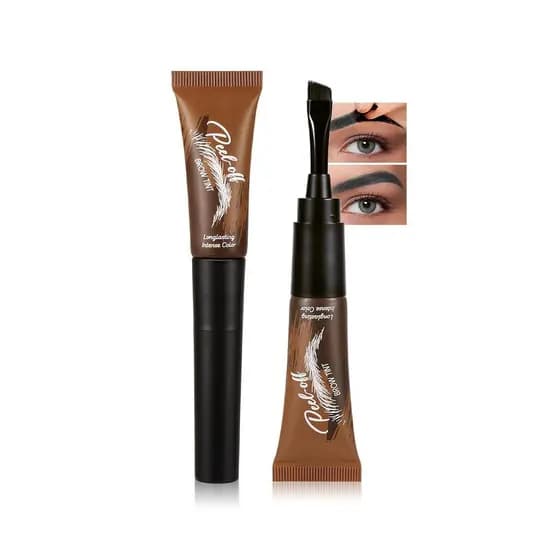 Gel para sobrancelhas preto, coloração temporária de sobrancelhas, com 150 unidades. ° Estêncil de sobrancelha curvado