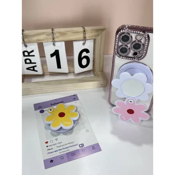 griptok magsafe magsafe popsocket Imitação de flor de madeira espelho de maquiagem MagSafe suporte magnético Airbag retr