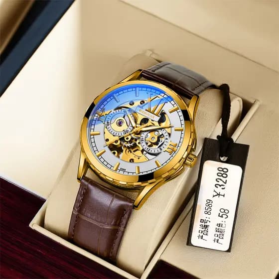 relogio masculino Moda genuína negócios relógio mecânico automático masculino na moda oco turbilhão à prova dwaterproof
