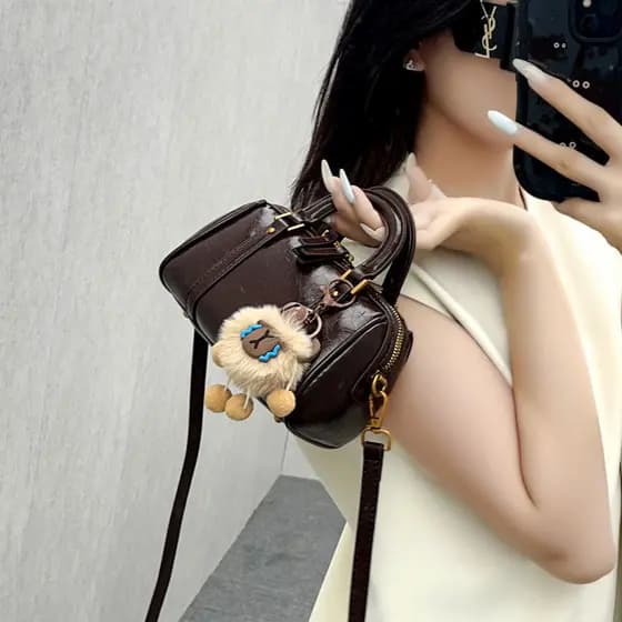 Bolsa bolsa feminina Luz de luxo óleo couro Retro travesseiro saco Mini bolsa feminina 2026 novo estilo nicho All-Match