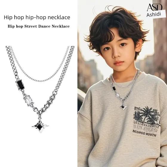 colar aço inoxidável colar Crianças na moda legal colar menino passarela combinando corrente decorativa menino Hip-Hop