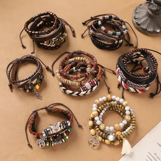 pulseira feminina pulseira Pulseira multicamadas trançada retrô de nicho