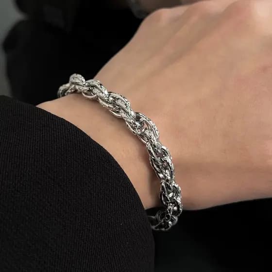 pulseira pulseira masculina Europeu americano torção em forma de diamante titânio pulseira de aço masculino feminino ins