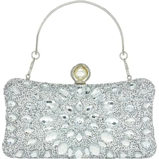 Bolsas de Mão com Strass MAIRLOM para Mulheres - Bolsa de Festa com Fecho de Pérola e Cristais para Casamento e Eventos