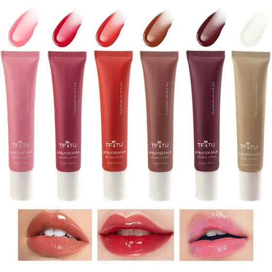 6 Cores de Brilho Labial Hidratante, Óleo Labial Hidratante, Bálsamo Labial Não Pegajoso, Brilho Labial Lustroso, Brilho