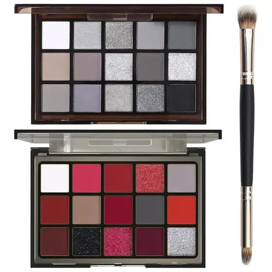 UCANBE Conjunto de Maquiagem com 2 Paletas de Sombras para Halloween, Cores Preto e Vermelho, Paleta de Sombras Metálica