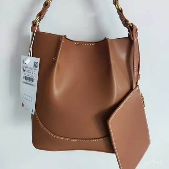Bolsa Feminina Nova ZZ Home 2024, Grande Capacidade, Alça Larga, Bolsa de Ombro com Cordão Marrom, Portátil KBAF YEYA