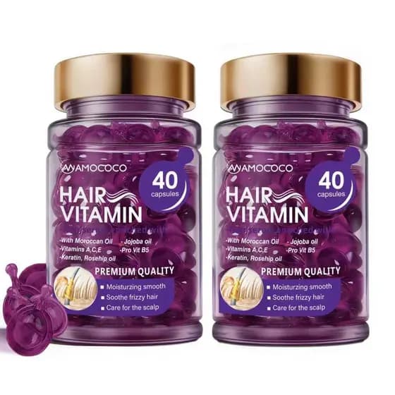 2 Pacotes de Óleo Capilar com 40 Cápsulas, com Queratina, Óleo de Argan e Óleo de Jojoba, Nutre e Fortalece Cabelos Seco