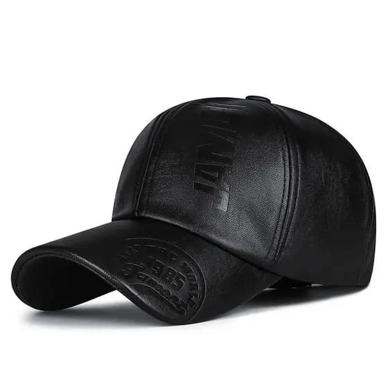 Boné de Beisebol Vintage Ajustável para Homens, Boné Snapback de Couro PU, Boné Trucker Masculino CYTJ HB3G