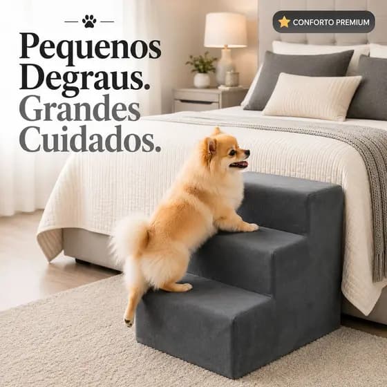 Envio Imediato Escada Escadinha Pet Cães e Gatos Antiderrapante Cor Cinza Produto Premium Espuma D26