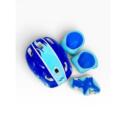Kit Seguro Protecao Infantil Completo Capacete 7 Pecas Azul Ciclismo Patins Skate