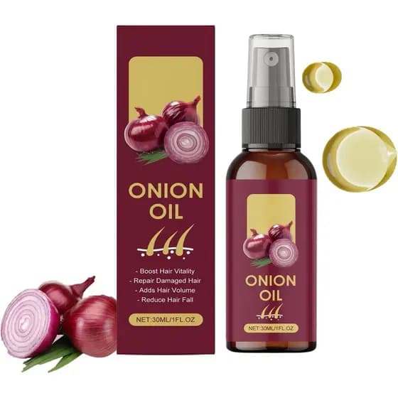 Óleo de Cabelo de Cebola Vermelha, Óleo Essencial de Cebola Vermelha Orgânico, Spray de Sérum de Cebola para Cabelos Mai
