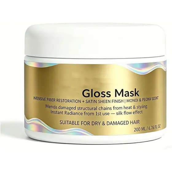 Máscara GlossMask, Máscara Capilar DeepRepair, Hidratante e Brilhante para Hidratação Profunda de Cabelos Secos, Sem Bri