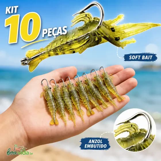 10 Camarão Camarão Macio 4cm Simulado Isca Camarão Gancho Peixe Simulado Isca
