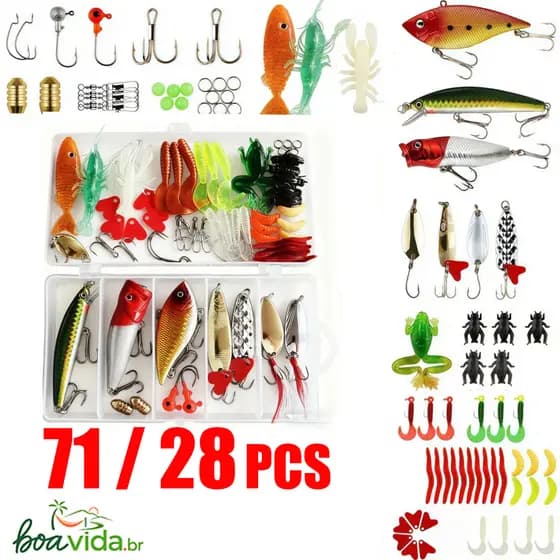 Kit 71 Iscas Artificiais - Meia Água com Anzol Duplo | Iscas Realistas para Pesca de Truta e Peixes