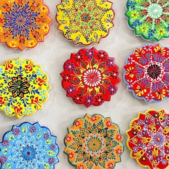 Cross-Border Retro octogonal fortuna flor alívio ímã de cerâmica personalidade criativa Mandala padrão decoração geladei