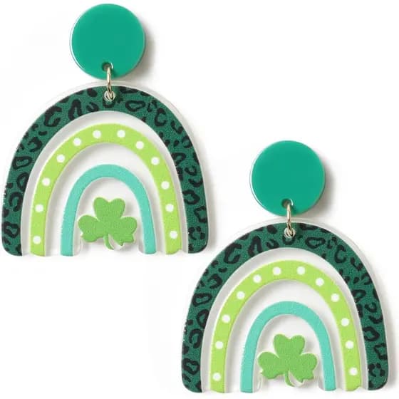 Brincos de Dia de São Patrício para Mulheres, Brincos Pendentes de Acrílico Verde Irlandês com Trevo, Acessórios e Decor