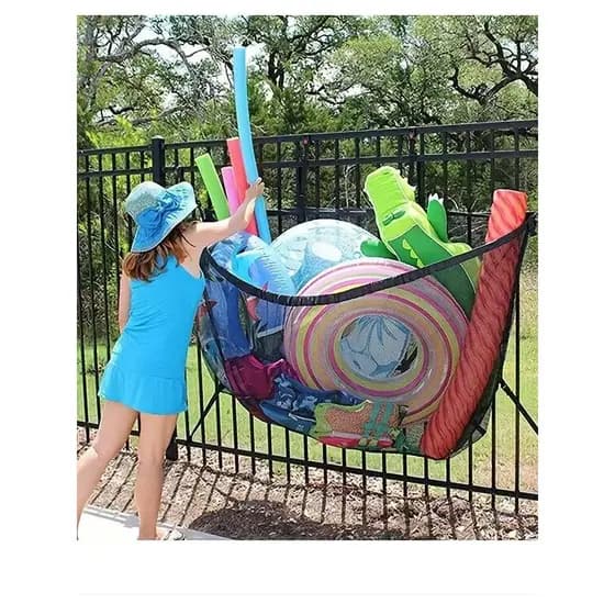 Rede de secagem de armazenamento de piscina ao ar livre bolso multifuncional saco de armazenamento de brinquedos grande