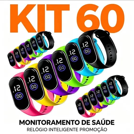 Atacado Kit 30/40/50/60 unidades Relógio Esporte Led à prova d'agua unissex