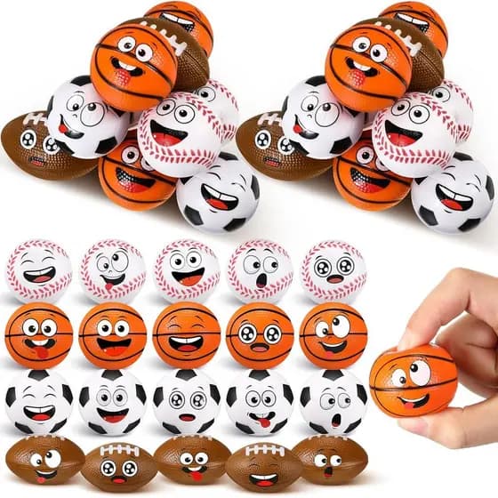 Arrowbash 24 Peças Mini Bolas Anti-estresse com Rostos Engraçados para Meninos e Meninas, Mini Brinquedos Anti-estresse