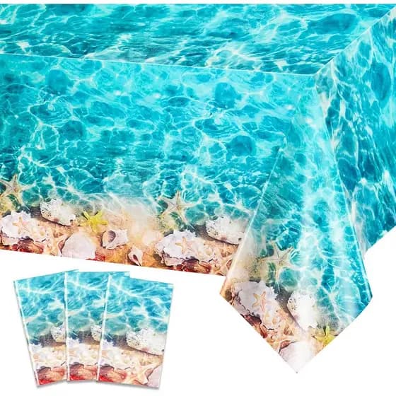 Toalha de Mesa PHOGARY Ondas do Oceano, Suprimentos para Festa na Praia, Toalhas de Mesa, Capa de Mesa Plástica com Tema
